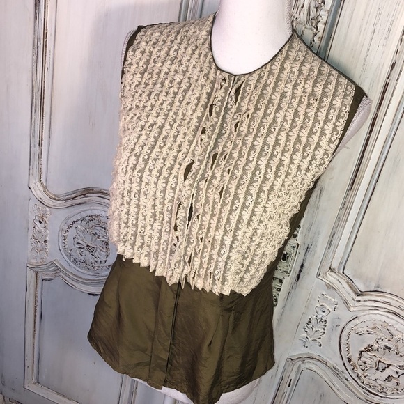 Rendez-Vous by Paul & Joe Sister Olive green Sleeveless Pearl Button Down S/XS - Picture 3 of 10